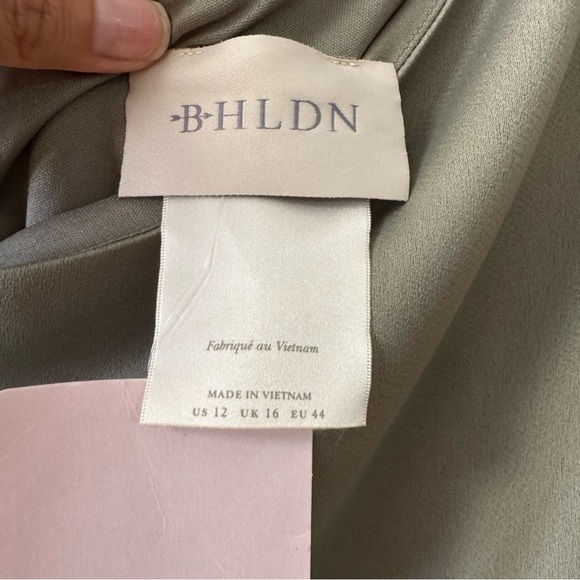 Anthropologie BHLDN Dylan One Shoulder Satin Side Slit Gown Maxi Dress Size 12 - Picture 7 of 14